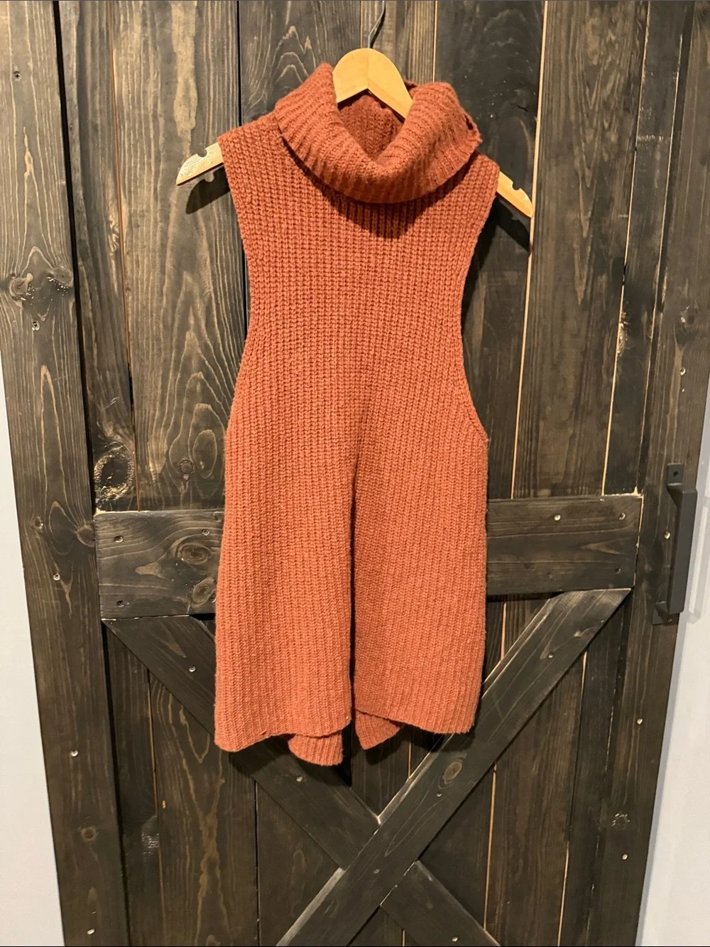Free People Sleeveless Cowl Neck Sweater Vest in Rust Orange